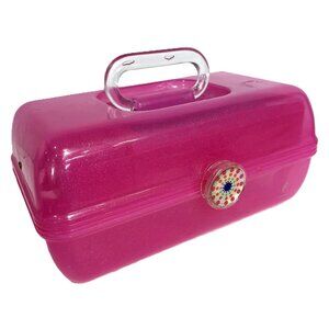 90's Caboodles Vtg Pink Glitter Toy Art Organizer Storage Plastic Case Retro